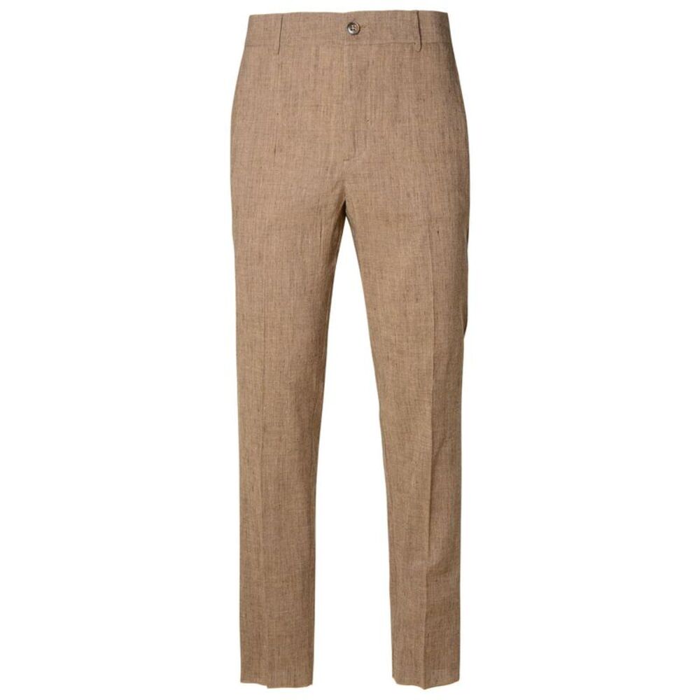 BRIAN DALES Brown Linen Blend Trousers
